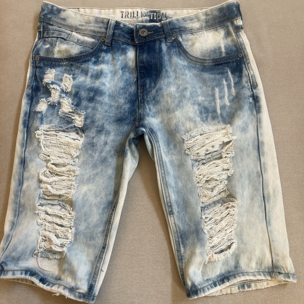 Blue Distressed Men's Shorts